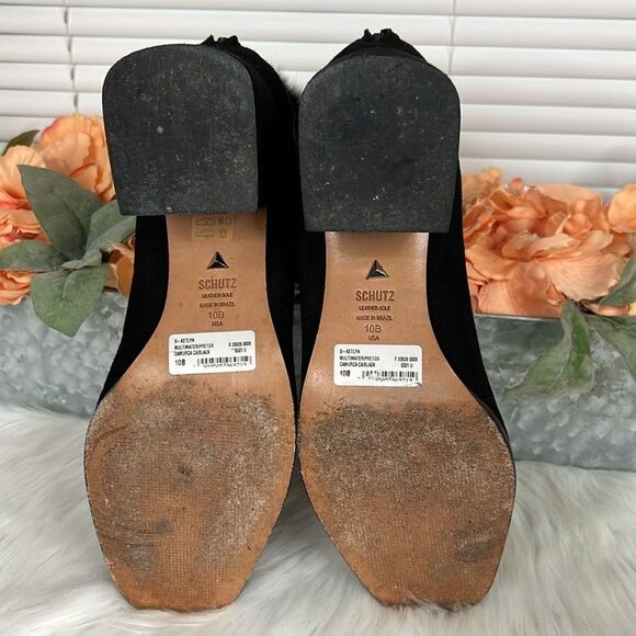 SCHUTZ Ketlyn Fur Trim Suede Boots Sz 10 - Picture 11 of 14
